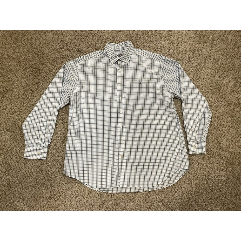 Vineyard Vines Shirt Mens Size XL Blue Plaid Casual Button Up Long Sleeve